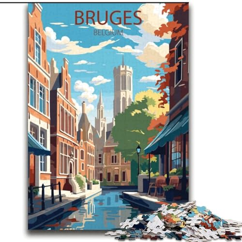 Puzzles für Erwachsene und Jugendliche, Puzzle Brügge, Belgien, Lernspiele, Heimdekoration, geeignet für die Schreibtischdekoration, 70x100cm von ABKMXDKZ