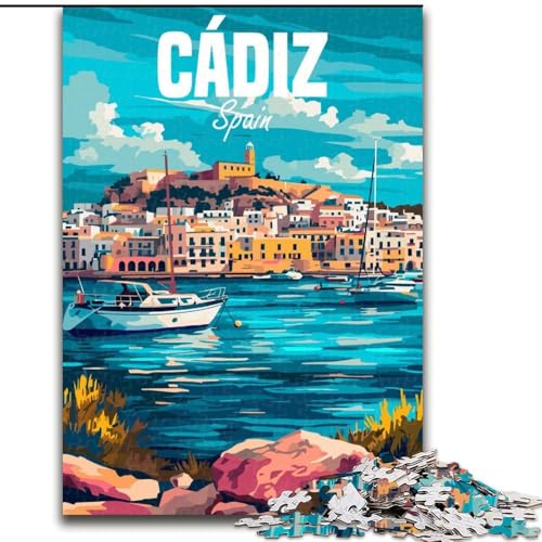 Puzzles für Erwachsene und Jugendliche, Puzzle Cadiz, Spanien, Lernspiele, Heimdekoration, geeignet für die Schreibtischdekoration, 50x75cm von ABKMXDKZ