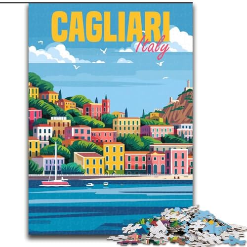 Puzzles für Erwachsene und Jugendliche, Puzzle Cagliari, Italien, Lernspiele, Heimdekoration, geeignet für die Schreibtischdekoration, 50x75cm von ABKMXDKZ