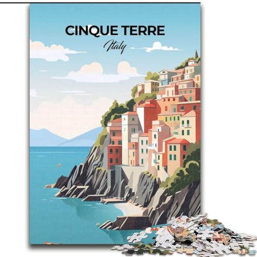 Puzzles für Erwachsene und Jugendliche, Puzzle Cinque Terre, Lernspiele, Heimdekoration, geeignet für die Schreibtischdekoration, 26x38cm von ABKMXDKZ