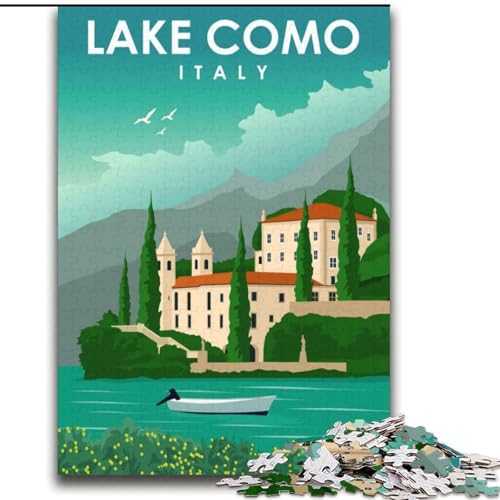 Puzzles für Erwachsene und Jugendliche, Puzzle Comer See, Italien, Reisekunst, Lernspiele, Heimdekoration, ganze Familie, 70x100cm von ABKMXDKZ