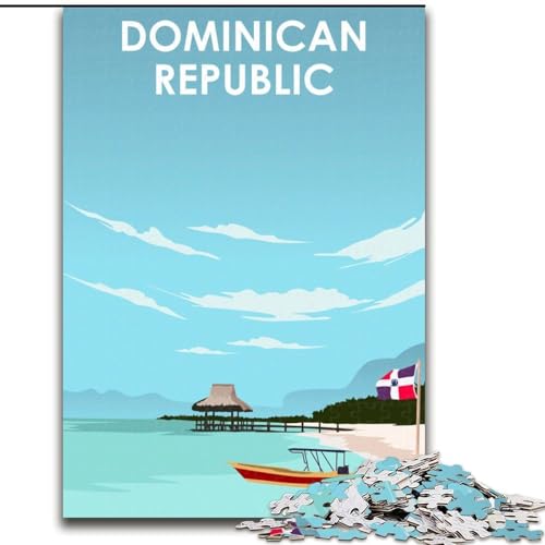 Puzzles für Erwachsene und Jugendliche, Puzzle Dominikanische Republik, Lernspiele, Heimdekoration, geeignet für die Schreibtischdekoration, 26x38cm von ABKMXDKZ