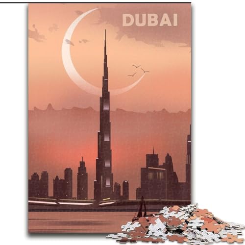 Puzzles für Erwachsene und Jugendliche, Puzzle Dubai, Lernspiele, Heimdekoration, geeignet für die Schreibtischdekoration, 26x38cm von ABKMXDKZ