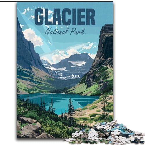 Puzzles für Erwachsene und Jugendliche, Puzzle Glacier-Nationalpark, pädagogisches Spielzeug zum Stressabbau, tolle Geschenke und Spielzeuge, 26x38cm von ABKMXDKZ