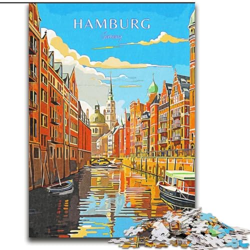 Puzzles für Erwachsene und Jugendliche, Puzzle Hamburg-Reisen, Lernspiele, Heimdekoration, geeignet für die Schreibtischdekoration, 50x75cm von ABKMXDKZ