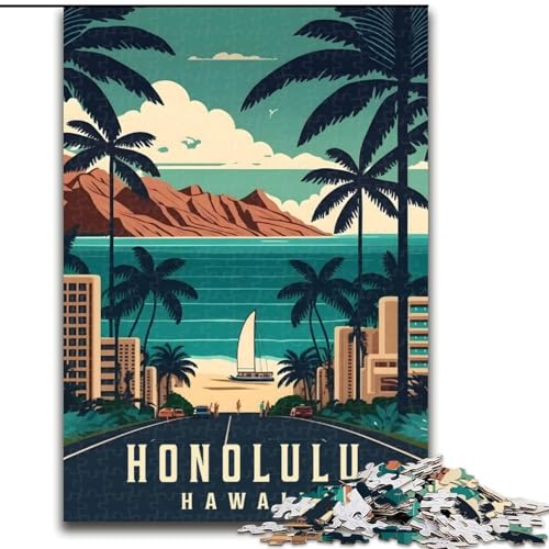 Puzzles für Erwachsene und Jugendliche, Puzzle Honolulu, Hawaii-Reise, für 14+, anspruchsvolles Spiel und Familienspiel, toll, 50x75cm von ABKMXDKZ