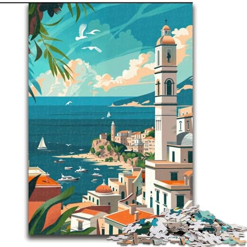 Puzzles für Erwachsene und Jugendliche, Puzzle Küste und Mittelmeer, Lernspiele, Heimdekoration, geeignet für die Schreibtischdekoration, 26x38cm von ABKMXDKZ