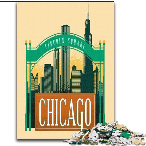 Puzzles für Erwachsene und Jugendliche, Puzzle Lincoln Square Chicago, Lernspiele, Heimdekoration ganze Familie, 50x75cm von ABKMXDKZ