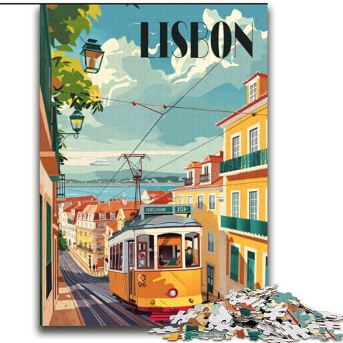 Puzzles für Erwachsene und Jugendliche, Puzzle Lissabon-Straßenbahn, Lernspiele, Heimdekoration, geeignet für die Schreibtischdekoration, 70x100cm von ABKMXDKZ