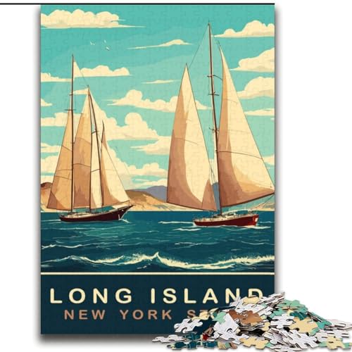 Puzzles für Erwachsene und Jugendliche, Puzzle Long Island Segelboote, Lernspiele, Heimdekoration, geeignet für die Schreibtischdekoration, 70x100cm von ABKMXDKZ