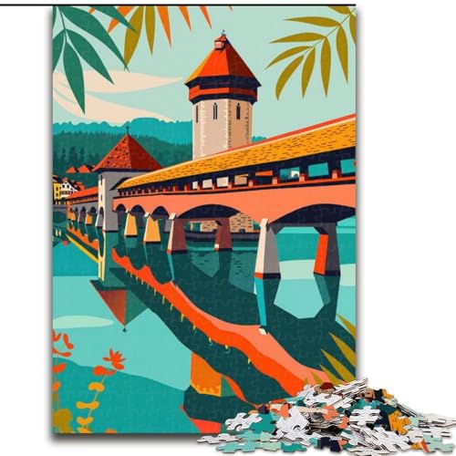 Puzzles für Erwachsene und Jugendliche, Puzzle Luzern-Reiseplakat, pädagogisches Spielzeug zum Stressabbau, tolle Geschenke und Spielzeuge, 50x75cm von ABKMXDKZ