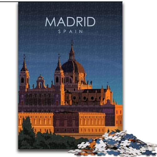 Puzzles für Erwachsene und Jugendliche, Puzzle Madrid, Spanien bei Nacht, Kunst, für 14+, anspruchsvolles Spiel und Familienspiel, toll, 50x75cm von ABKMXDKZ