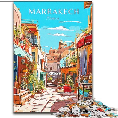Puzzles für Erwachsene und Jugendliche, Puzzle Marrakesch-Reise, Lernspiele, Heimdekoration, geeignet für die Schreibtischdekoration, 26x38cm von ABKMXDKZ