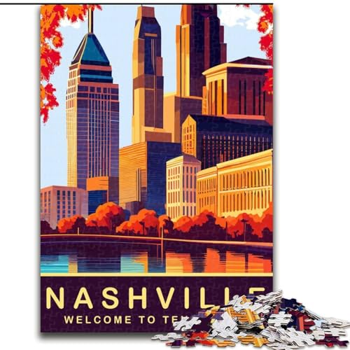 Puzzles für Erwachsene und Jugendliche, Puzzle Nashville, Lernspiele, Heimdekoration, geeignet für die Schreibtischdekoration, 26x38cm von ABKMXDKZ
