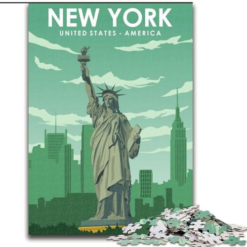 Puzzles für Erwachsene und Jugendliche, Puzzle New York Reiseplakat, Lernspiele, Heimdekoration, geeignet für die Schreibtischdekoration, 50x75cm Puzzles für Erwachsene und Jugendliche, Puzzle New York Reiseplakat, Lernspiele, Heimdekoration, geeignet für die Schreibtischdekoration, 50x75cm von ABKMXDKZ
