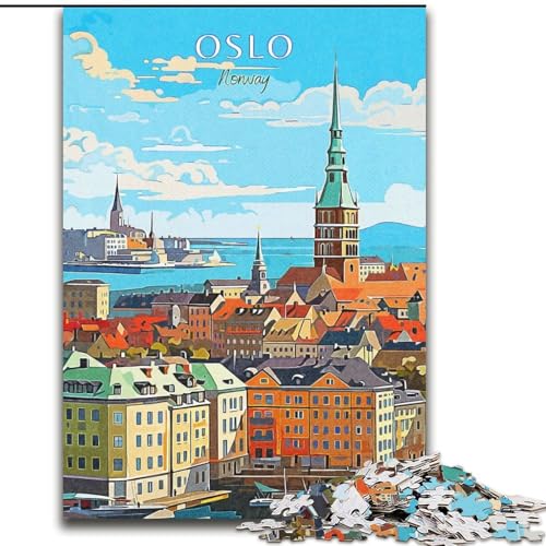 Puzzles für Erwachsene und Jugendliche, Puzzle Norwegen, Oslo-Reise, pädagogisches Spielzeug zum Stressabbau, tolle Geschenke und Spielzeuge, 26x38cm von ABKMXDKZ