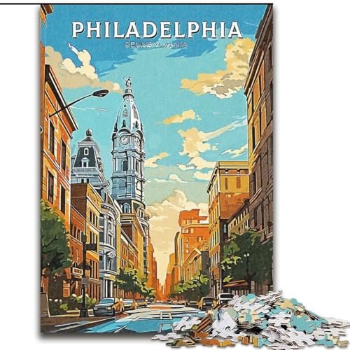 Puzzles für Erwachsene und Jugendliche, Puzzle Philadelphia, Pennsylvania, Lernspiele, Heimdekoration ganze Familie, 50x75cm Puzzles für Erwachsene und Jugendliche, Puzzle Philadelphia, Pennsylvania, Lernspiele, Heimdekoration ganze Familie, 50x75cm von ABKMXDKZ