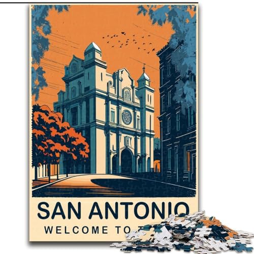 Puzzles für Erwachsene und Jugendliche, Puzzle San Antonio, Texas, für 14+, anspruchsvolles Spiel und Familienspiel, toll, 26x38cm von ABKMXDKZ
