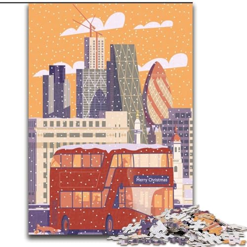 Puzzles für Erwachsene und Jugendliche,1000-teiliges Puzzle London Winter Christmas,geeignet für Personen ab 14 Jahren,anspruchsvoll zu vervollständigen,Aber lustig und humorvoll,tolles Geschenk von ABKMXDKZ