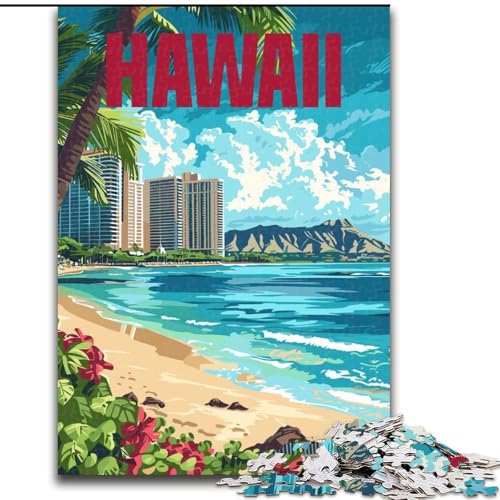 Puzzles für Erwachsene und Teenager, Hawaii-Strand, pädagogisches Spielzeug zum Stressabbau, tolle Geschenke und Spielzeuge, 50x75cm von ABKMXDKZ