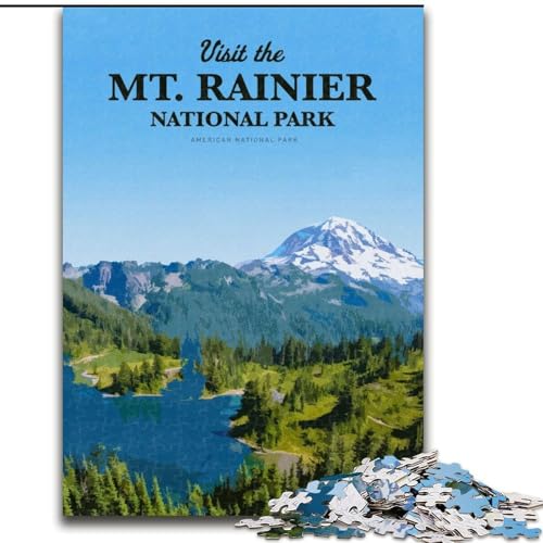 Puzzles für Erwachsene und Teenager, Puzzle Besuchen Sie den Mount Rainier, Lernspiele, Heimdekoration, geeignet für die Schreibtischdekoration, 50x75cm von ABKMXDKZ
