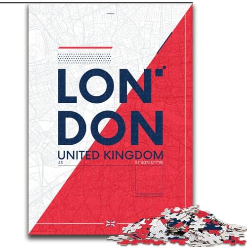 Puzzles für Erwachsene und Teenager, Puzzle London, Großbritannien, pädagogisches Spielzeug zum Stressabbau, tolle Geschenke und Spielzeuge, 50x75cm von ABKMXDKZ