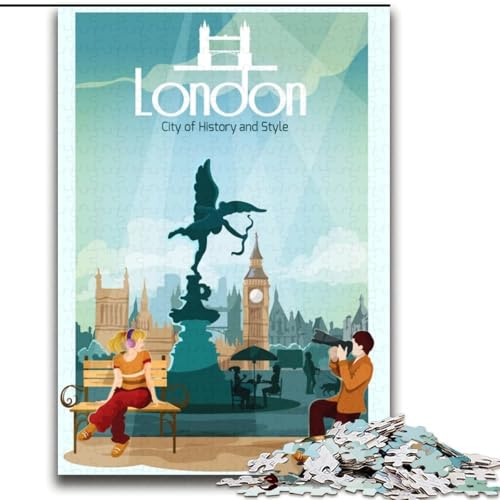 Puzzles für Erwachsene und Teenager, Puzzle London City Reisegeschichte, pädagogisches Spielzeug zum Stressabbau, tolle Geschenke und Spielzeuge, 70x100cm von ABKMXDKZ