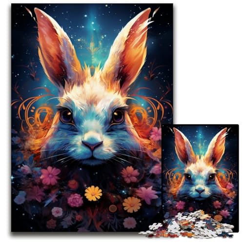 1000 teiliges Puzzle „Blumenhase“ Holzpuzzle Denksportaufgabe interaktives Familienspiel geeignet für Kinder ab 1000 Jahren (75 x 50 cm) von ABKXDMZK