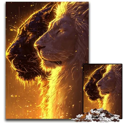 1000 teiliges Puzzle „Der weiße Löwe und der Panther“ für Erwachsene anspruchsvolles Denkspiel für Teenager Spaß für den Familienspieleabend 1000 Teile (75 x 50 cm) von ABKXDMZK