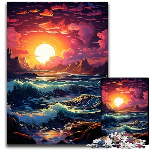 1000 teiliges Puzzle „Fantasie Segelboot bei Sonnenuntergang“ Holzpuzzle Denksportaufgabe interaktives Familienspiel geeignet für Kinder ab 1000 Jahren 1000 Teile (75 x 50 cm) von ABKXDMZK