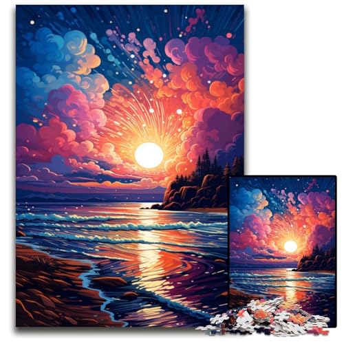 1000 teiliges Puzzle „Fantasy Sunset Beach“ für Erwachsene anspruchsvolles Denkspiel für Teenager Spaß für den Familienspielabend 1000 Teile (75 x 50 cm) von ABKXDMZK