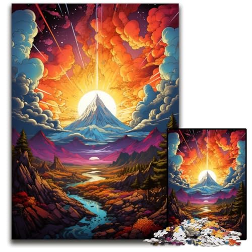 1000 teiliges Puzzle „Fantasy Sunset Scenery“ Holzpuzzle für Erwachsene für Teenager und Jugendliche ideales Geburtstags 1000 Teile (75 x 50 cm) von ABKXDMZK