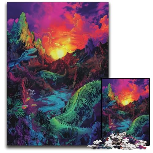 1000 teiliges Puzzle „Fantasy World of Dinosaurs“ für Erwachsene anspruchsvolles Denkspiel für Teenager Spaß für den Familienspieleabend 1000 Teile (38 x 26 cm) von ABKXDMZK