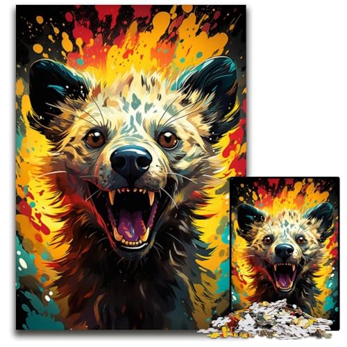 1000 teiliges Puzzle „Hyänes farbenfrohe psychedelische Puzzles für Erwachsene“ anspruchsvolles Denkspiel für Teenager Spaß für den Familienspieleabend 1000 Teile (75 x 50 cm) von ABKXDMZK