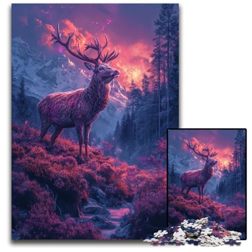 1000 teiliges Puzzle „Iris Hirsch im Wald“ für Erwachsene anspruchsvolles Denkspiel für Teenager Spaß für den Familienspieleabend 1000 Teile (38 x 26 cm) von ABKXDMZK