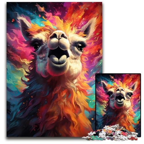 1000 teiliges Puzzle „Lama“ bunt schwierige Puzzles für Erwachsene kompliziertes Design für Teenager DIY Dekoration und gehirnfördernder Spaß 1000 Teile (38 x 26 cm) von ABKXDMZK