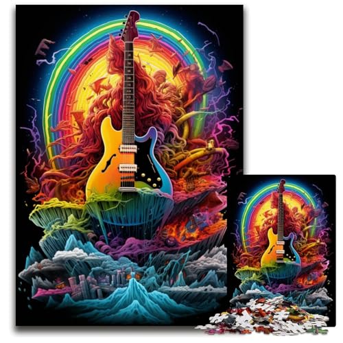 1000 teiliges Puzzle „Magic Guitar“ Holzpuzzle Denksportaufgabe interaktives Familienspiel geeignet für Kinder ab 1000 Jahren (75 x 50 cm) von ABKXDMZK