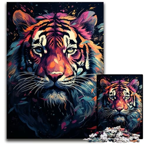 1000 teiliges Puzzle „Majestätisches Gemälde eines Tigers“ schwierige Puzzles für Erwachsene kompliziertes Design für Teenager DIY Dekoration und gehirnfördernder Spaß 1000 Teile (75 x 50 cm) von ABKXDMZK