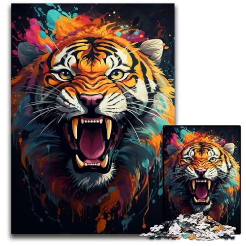 1000 teiliges Puzzle „Majestätisches Tigergemälde“ Puzzle für Erwachsene anspruchsvolles Denkspiel für Teenager Spaß für den Familienspielabend 1000 Teile (38 x 26 cm) von ABKXDMZK