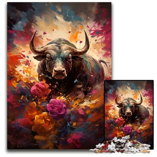 1000 teiliges Puzzle „Matador's Colorful Psychedelic Rose“ Holzpuzzle Denksportaufgabe interaktives Familienspiel geeignet für Kinder ab 1000 Jahren 75 x 50 cm von ABKXDMZK