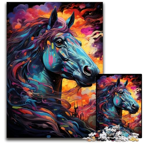 1000 teiliges Puzzle „Pferd“ Holzpuzzle für Erwachsene für Teenager und Jugendliche ideales Geburtstags 1000 Teile (75 x 50 cm) von ABKXDMZK