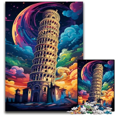 1000 teiliges Puzzle „Schiefer Turm von Pisa Italien“ Holzpuzzle für Erwachsene für Teenager und Jugendliche ideales Geburtstags 1000 Teile (75 x 50 cm) von ABKXDMZK