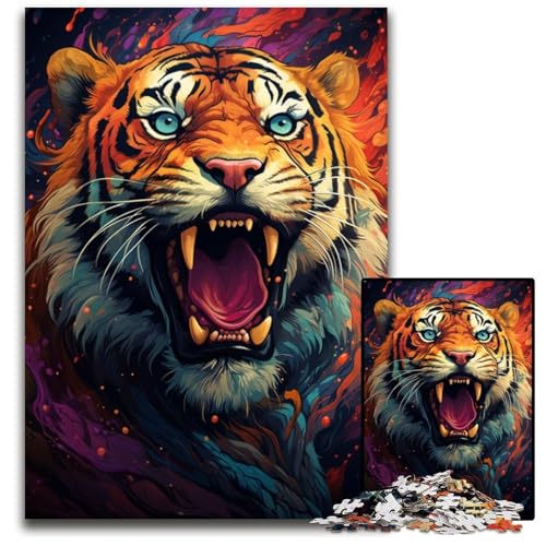 1000 teiliges Puzzle „Wilder Tiger“ Malpapier Denksportaufgabe interaktives Familienspiel geeignet für Kinder ab 1000 Jahren (38 x 26 cm) von ABKXDMZK