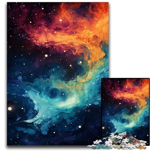 1000 teiliges Puzzle Fantasie Puzzle in Rot und Blau Holzpuzzle Denksportaufgabe interaktives Familienspiel geeignet für Kinder ab 1000 Jahren (75 x 50 cm) von ABKXDMZK