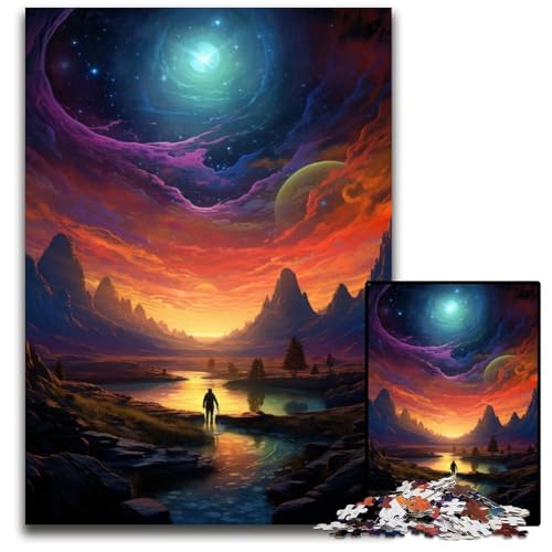 1000 teiliges Puzzle für Erwachsene „Die Welt allein betrachten“ unmögliches Puzzle für Erwachsene interaktives Familienspiel Bastelgeschenk mit farbenfrohen Kunstwerken 1000 Teile (38 x 26 cm) von ABKXDMZK