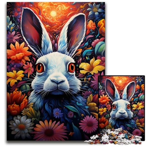 1000 teiliges Puzzle für Erwachsene Blumenhase schwierige Puzzles für Erwachsene perfekt für Halloween Weihnachten Geburtstagsgeschenk 1000 PCS (38 x 26 cm) von ABKXDMZK