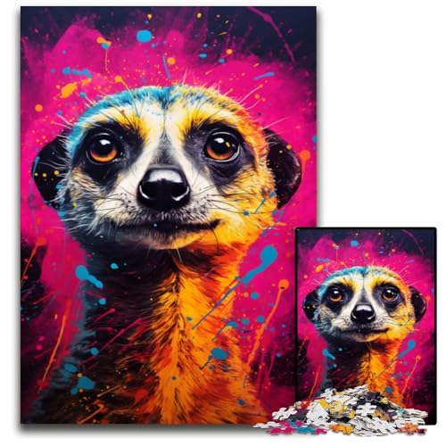 1000 teiliges Puzzle für Erwachsene Erdmännchen buntes unmögliches Puzzle für Erwachsene interaktives Familienspiel Bastelgeschenk mit farbenfrohen Kunstwerken 1000 Teile (75 x 50 cm) von ABKXDMZK