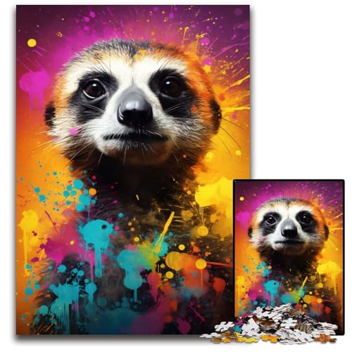 1000 teiliges Puzzle für Erwachsene Erdmännchen buntes unmögliches Puzzle für Erwachsene perfekt für Heimdekoration Geburtstage Feiertage und Geschenke 1000 Teile (75 x 50 cm) von ABKXDMZK
