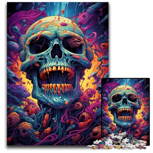 1000 teiliges Puzzle für Erwachsene Fantasie Puzzle mit Buntem Totenkopf unmögliches Puzzle für Erwachsene perfekt für Heimdekoration Geburtstage Feiertage und Geschenke 1000 Teile (75 x 50 cm) von ABKXDMZK