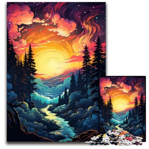 1000 teiliges Puzzle für Erwachsene Fantasie Sonnenuntergangslandschaft schwierige Puzzles für Erwachsene perfekt für Halloween Weihnachten Geburtstagsgeschenk 1000 PCS (38 x 26 cm) von ABKXDMZK